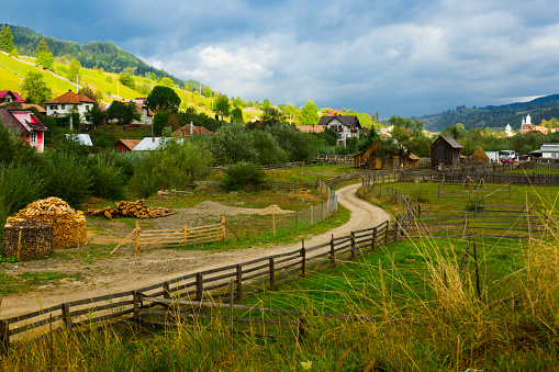 View of picturesque village Sadova in Suceava county, Romania