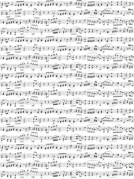 Vector illustration of Random musical notes sheet seamless background