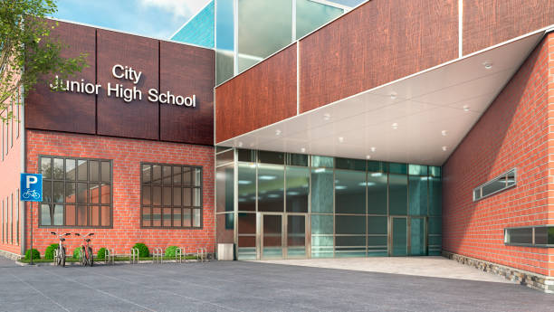 istock High school entrance facade. 3d illustration 1291763762