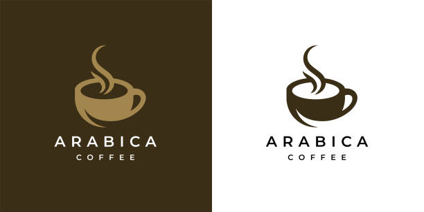 Cafe coffee cup icon Premium coffee shop icon. Cafe mug latte aroma symbol. Espresso hot drink cup sign. Arabica cappuccino emblem. Vector illustration. arabica coffee drink stock illustrations