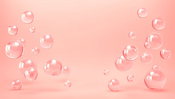 Abstract pink background with glass spheres