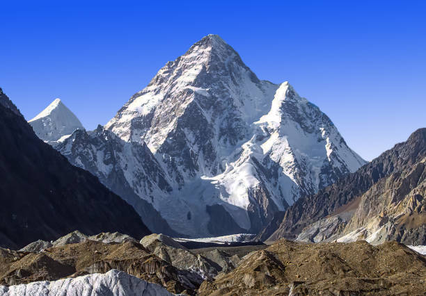 K2 peak from the Concordia K2 peak 8,611 m the world's second highest mountain in the world k2 mountain panorama stock pictures, royalty-free photos & images