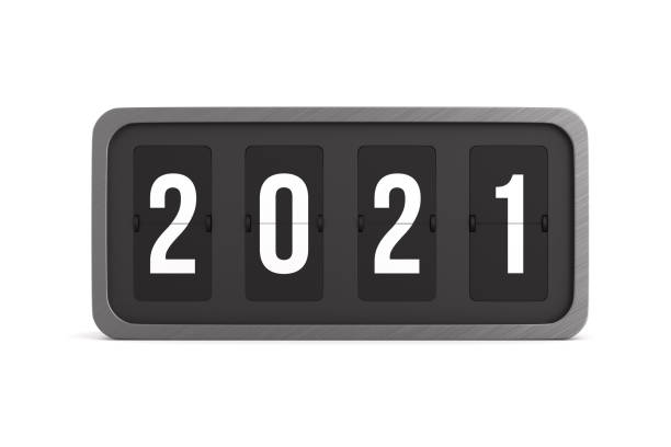 istock Flip black scoreboard 2021 on white background. Isolated 3D illustration 1291784277