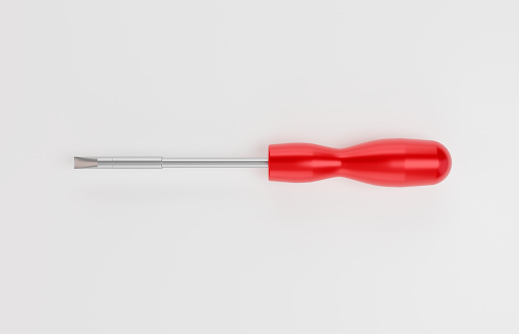 3D Red screwdriver On White Background