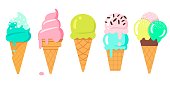 Set of ice cream cones vector illustration