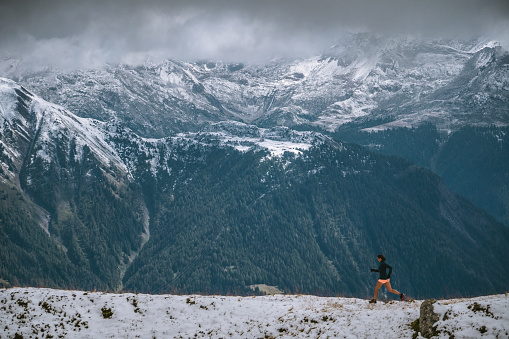 Snowy Swiss Alps in the distance