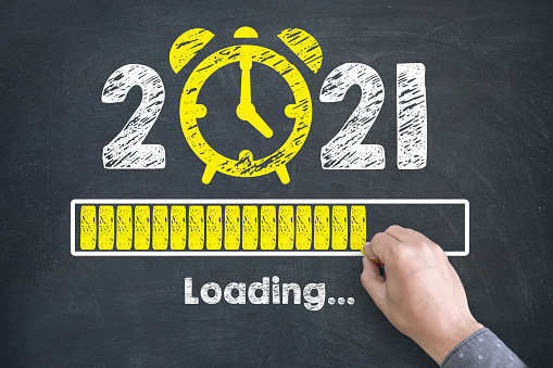 New year concepts 2021 countdown clock on blackboard