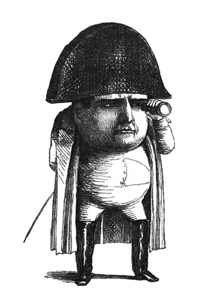 brytyjska satyra komiks karykatury ilustracje - krótki stubby napoleon bonaparte patrząc przez szkło szpiegowskie - napoleon stock illustrations