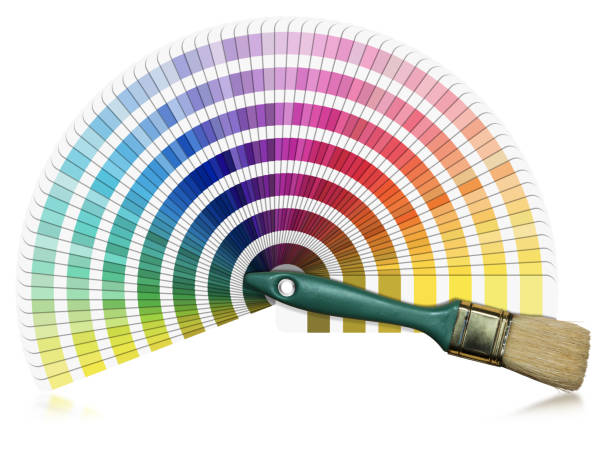 istock Color Swatch and a Paintbrush Isolated on White Background 1291790912