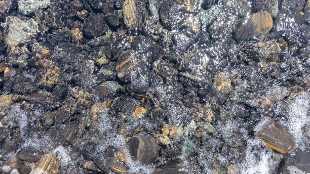 istock Sea rocks with white bubbles from sea wave 1291793444