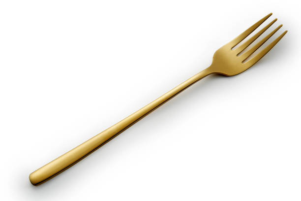 istock Golden fork isolated on a white background ,clipping path 1291793860