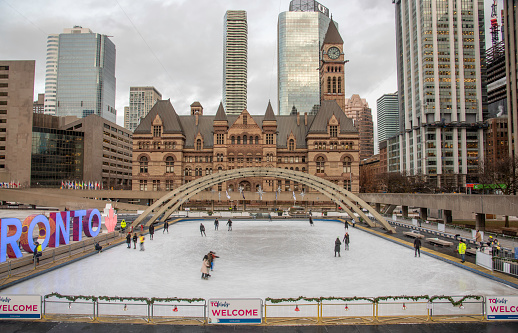 Toronto city annual skate with social distancing and mask wearing.