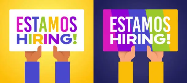 Vector illustration of Estamos Hiring! Job Recruitment Sign