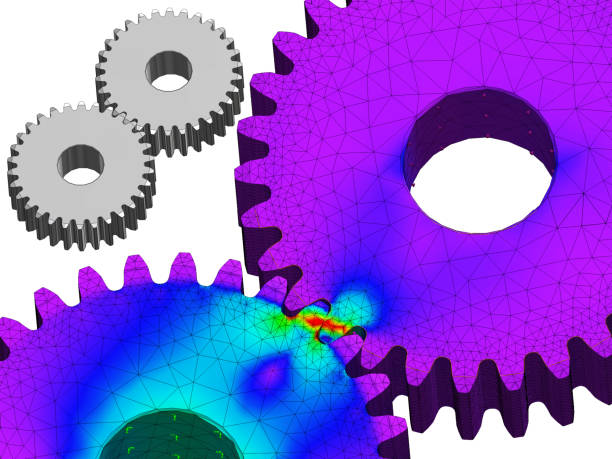 istock 3D Rendering of von mises Stress on Meshed Gear Teeth using Finite Element Analysis 1291795756