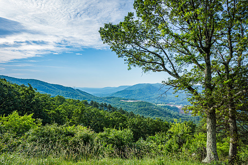The view from the Quarry Overlook on the Blue Ridge Parkway near Roanoke, Virginia.