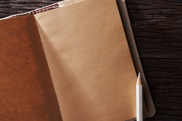 istock brown color blank note book with  pencil for copy space 1291803540