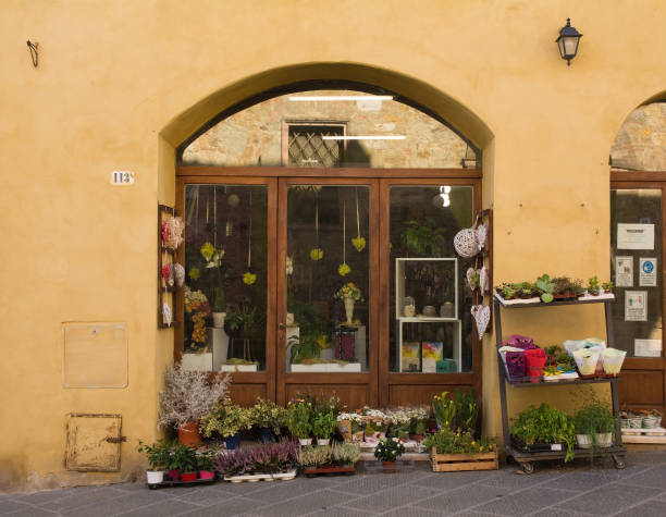 Ferrara multicolour flowers market in the old town, near the castle