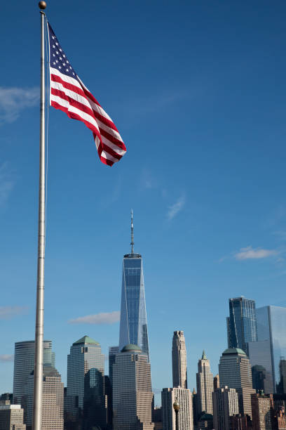 istock American Flag overlooking New York City 1291806673