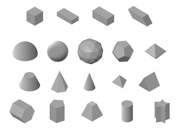 ilustraciones, imágenes clip art, dibujos animados e iconos de stock de conjunto de formas 3d básicas isométricas vectoriales grises - prismas rectangulares