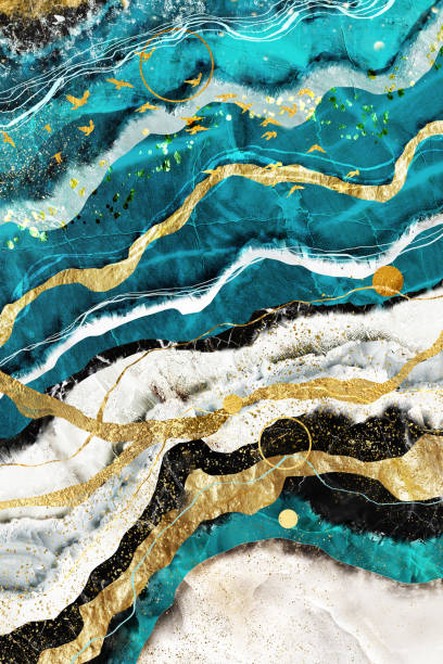 3d mural wallpaper for wall frame . resin geode and abstract art, functional art, like watercolor geode painting . golden and gray marble background
