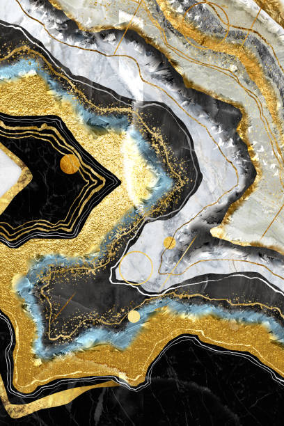 istock 3d mural wallpaper for wall frame . resin geode and abstract art, functional art, like watercolor geode painting . golden and gray marble background 1291810062