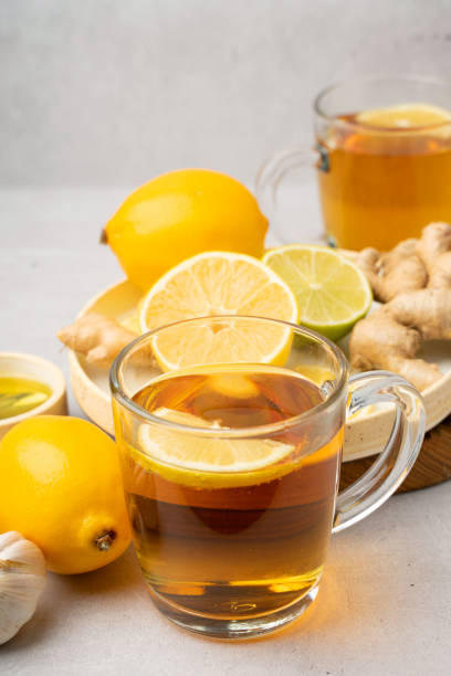 istock Hot herbal tea with ginger, lemon and honey 1291814269