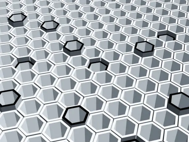 Vector illustration of Abstract geometric gray hexagonal 3d background. Vector illustration.