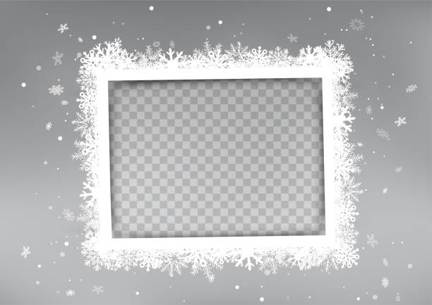 weihnachten weiß fotorahmen winter schneefall - schneeflocke schneekristall fotos stock-grafiken, -clipart, -cartoons und -symbole