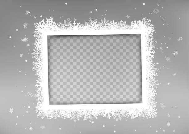 рождественская белая фоторамка зимнего снегопада - picture frame christmas frame holiday stock illustrations