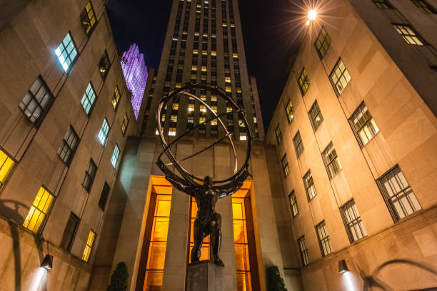 Picture from behind Atlas' statue at the Rockefeller center with ST. Patrick's cathedral across the street