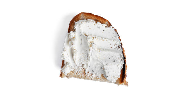 istock Toast with cottage cheese and herbs isolated on a white background 1291821093