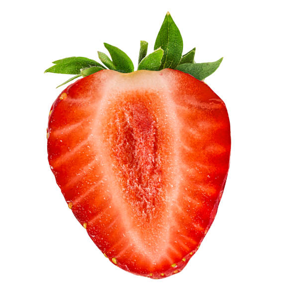 istock Halved strawberry isolated on white background 1291822946