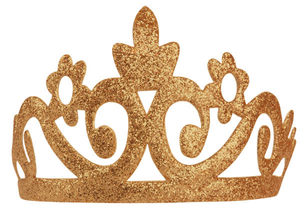tiara krone funkelnde ornament isoliert auf weißem hintergrund - princess crown tiara prom stock-fotos und bilder