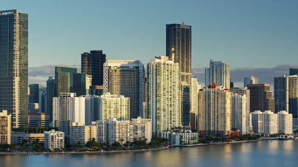 istock Drone Shot of Miami Waterfront at Sunrise 1291829846