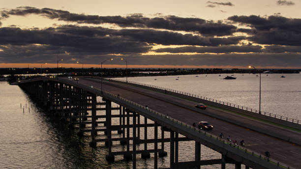 istock Rickenbacker Causeway at Sunrise - Aerial 1291829864