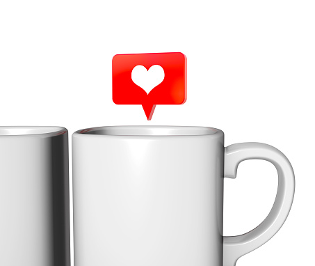 Love like heart icons mugs isolated on white background mock-up