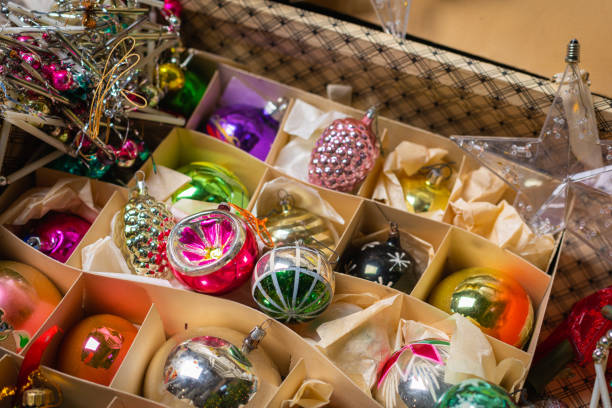 istock Old colorful New Year holiday Soviet decorations and toys 1291830953