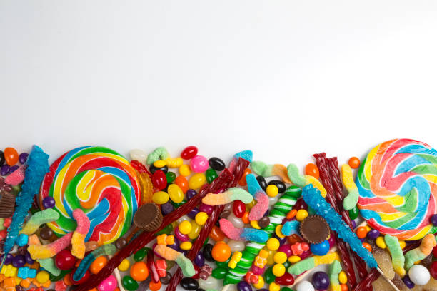 istock Colorful sweets and candy Top view and Close up background with copy space 1291832132