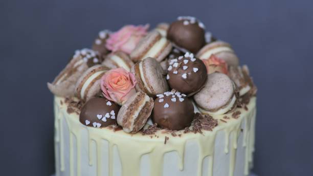 istock White cheese glaze cake with cookies on top 1291833148