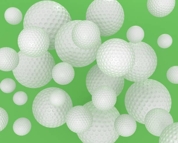 istock Flying golf balls on green background. Sport game background. 1291836479