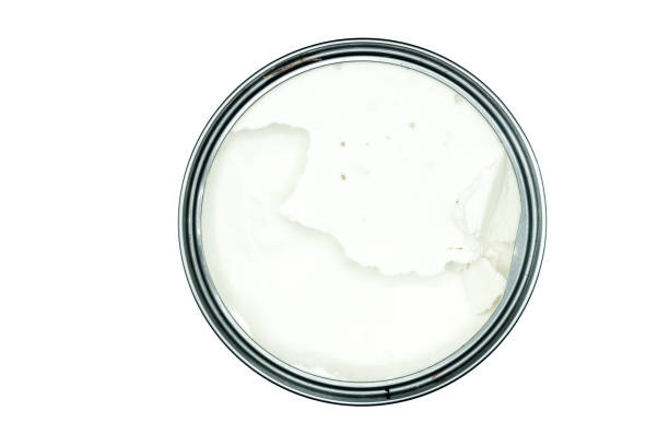 istock Coconut milk in can isolated on white background top view 1291843498