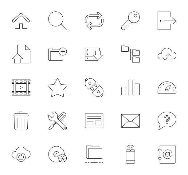 Security and Communications Icon Set vector art illustration