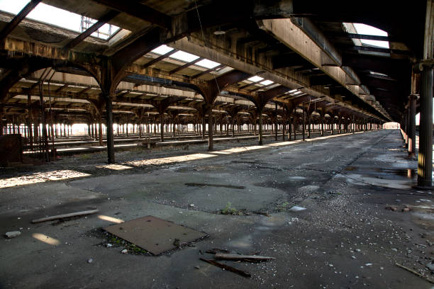 Obsolete train station was the last stop in Jersey City New Jersey for trains headed to and from New York City.