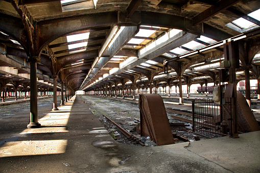 Obsolete train station was the last stop in Jersey City New Jersey for trains headed to and from New York City.