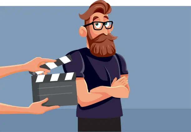 Vector illustration of Professional Male Actor Performing on Set Vector Cartoon