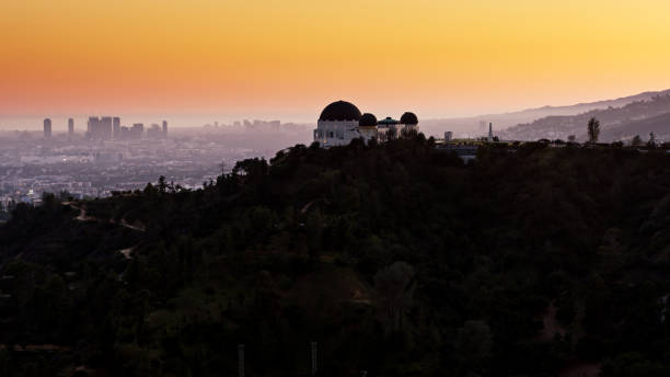 istock Orange Sunset Over Los Angeles from Griffith Observatory - Aerial 1291856846