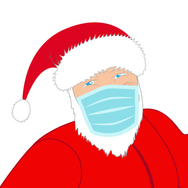 istock Santa Claus face wearing medical mask isolated on white, vector illustration 1291857597