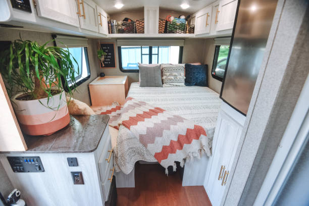 Modern Camper With a Remodeled Interior Tiny house / camper with a remodeled interior tiny house photos stock pictures, royalty-free photos & images