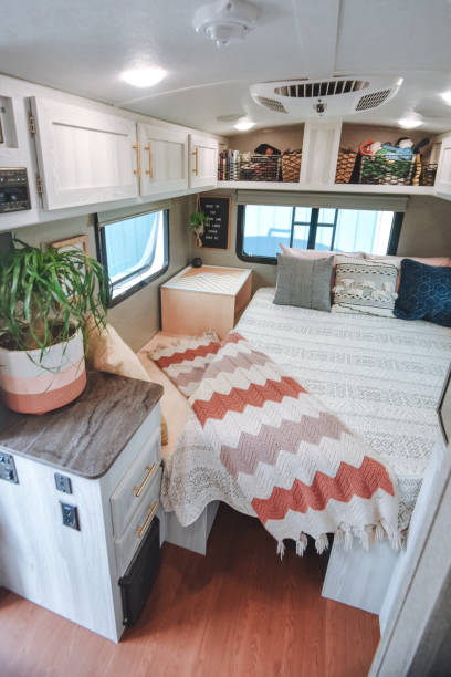 Modern Camper With a Remodeled Interior stock photo