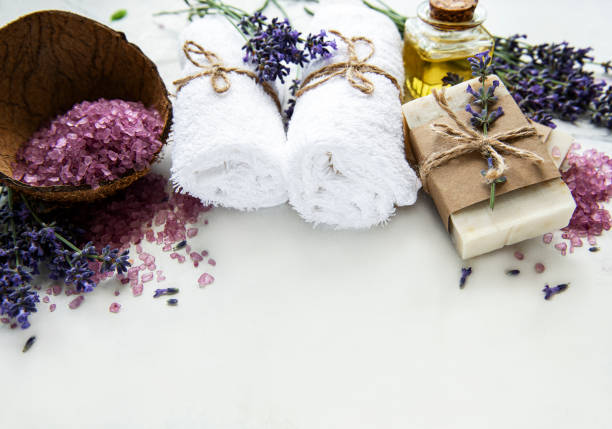 istock Natural organic SPA cosmetic with lavender. 1291880298